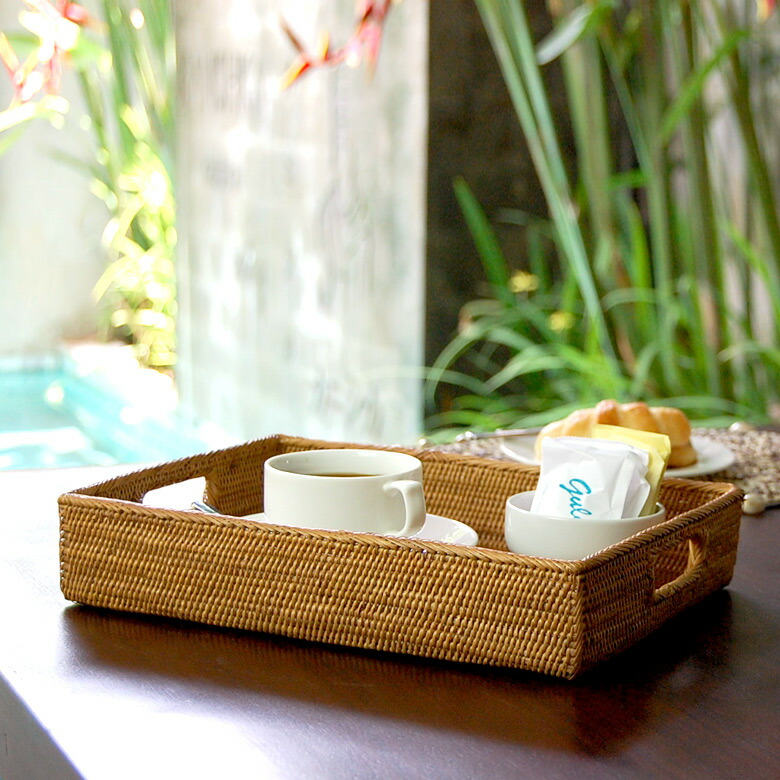 楽天市場】取っ手の付いたアタ製お盆トレーバスケット トレー トレイ