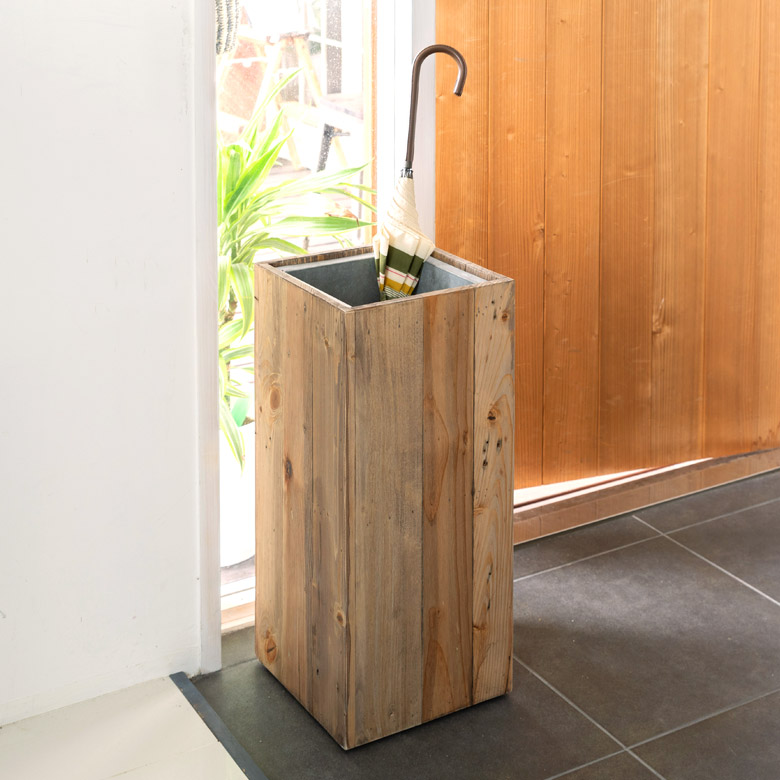 楽天市場】傘立て スリム角型 古木風仕上げ 木製 幅24.5cm Botanique