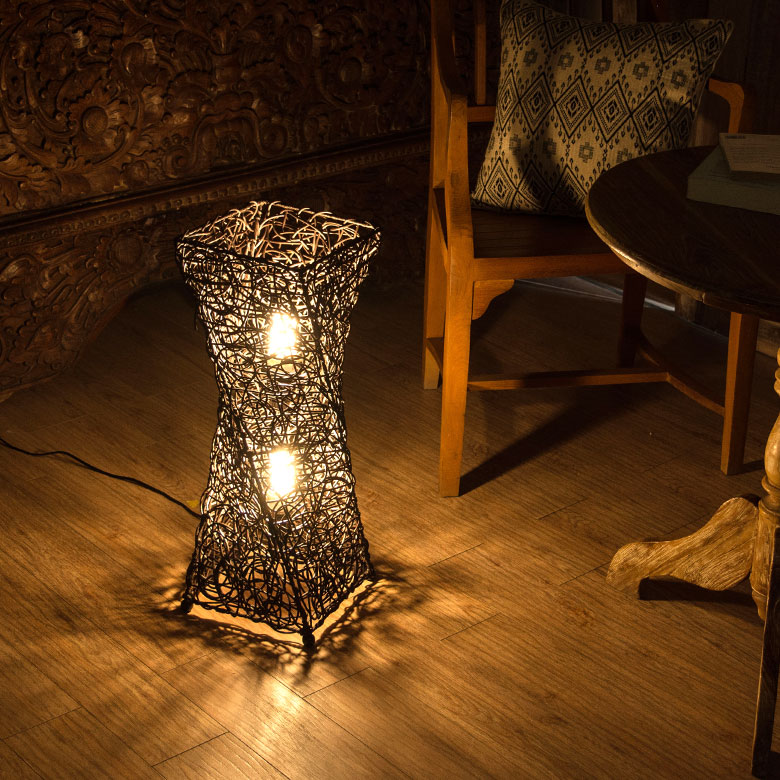 楽天市場】フロアライト ツイストタイプ Mサイズ 籐 ラタン製 LED 対応