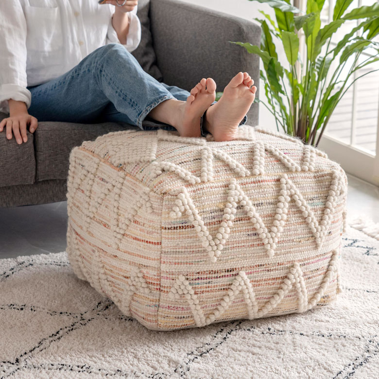 楽天市場】プフ クッション オットマン スツール ナチュラル