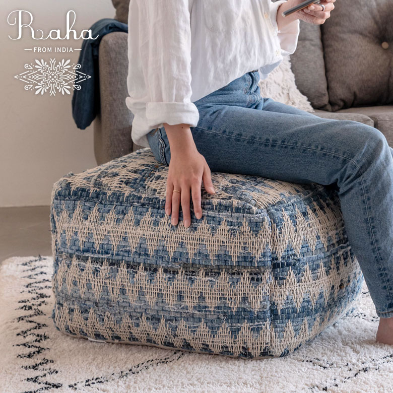 楽天市場】モロッコ プフ（カラーブルー）（インテリア・寝具・収納