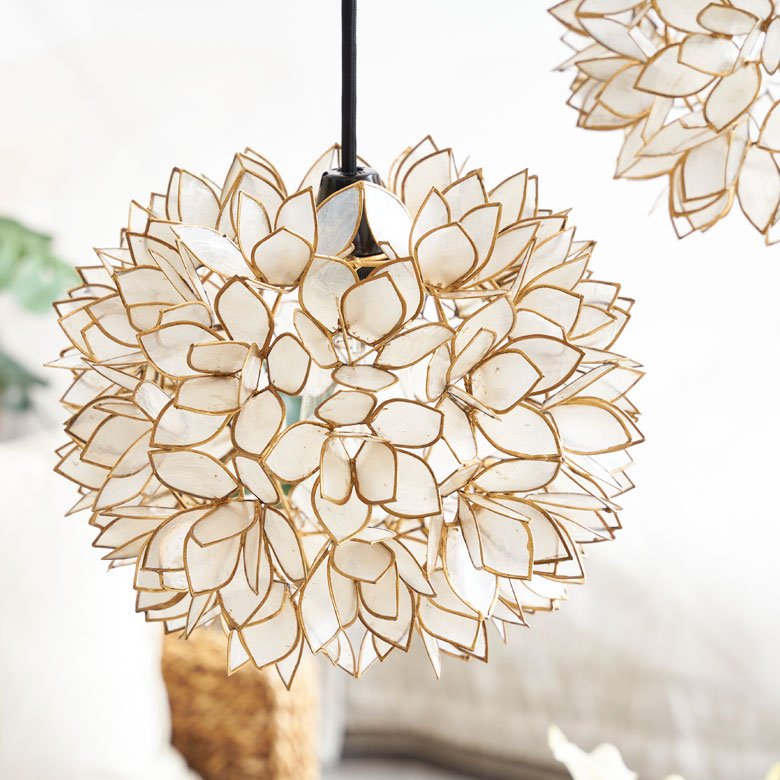 楽天市場】アジアン 照明 カピスシェルペンダントライト ホワイト色