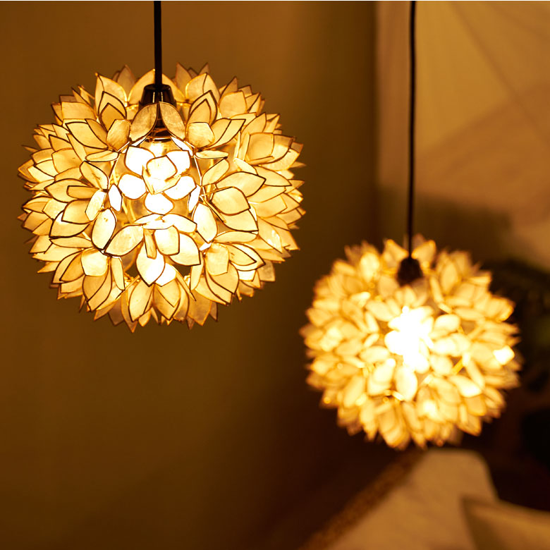 楽天市場】アジアン 照明 カピスシェルペンダントライト ホワイト色