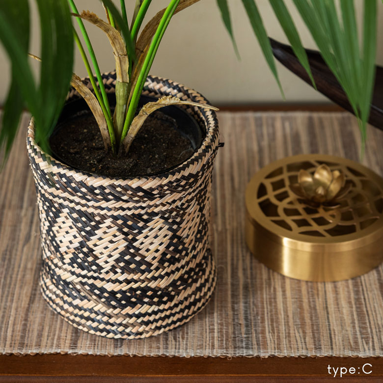 楽天市場】プランターカバー 筒形 円柱 ラタン製 ネイティブ柄 深型