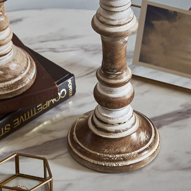 楽天市場】キャンドルスタンド ホワイトウォッシュ 木製 ラウンド型 M