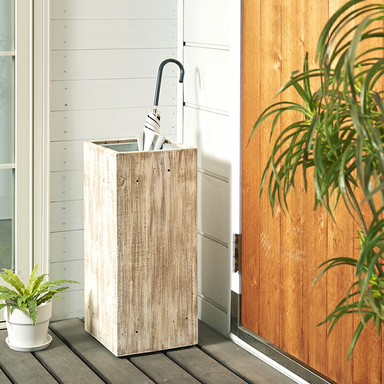 楽天市場】傘立て スリム角型 古木風仕上げ 木製 幅24.5cm Botanique