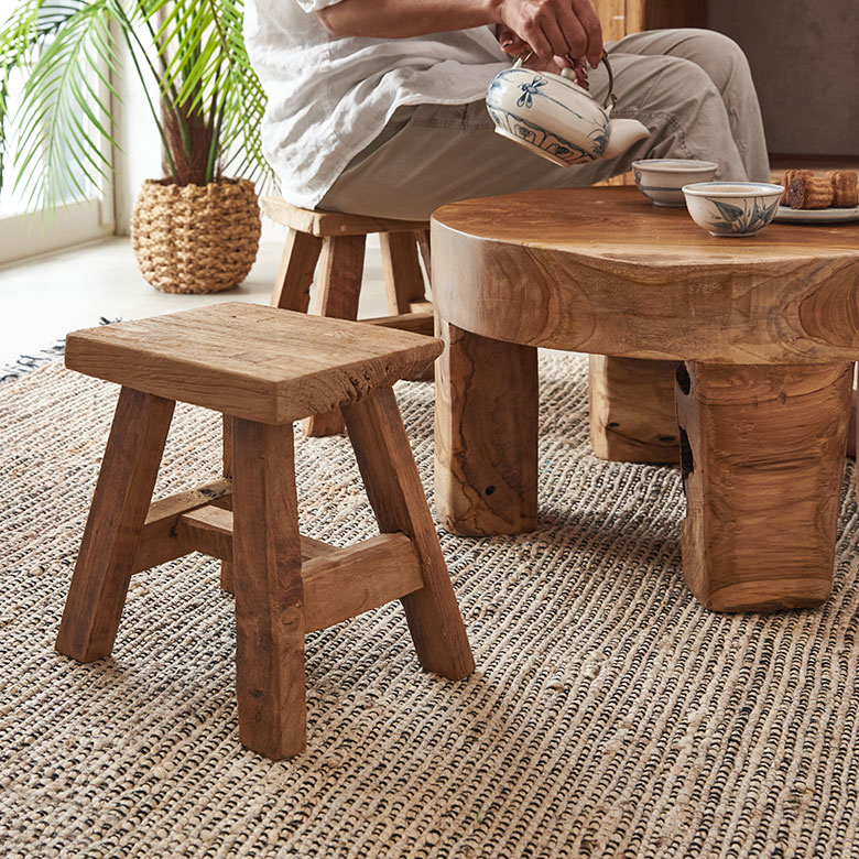楽天市場】チーク スツール 木製 おしゃれ 椅子 玄関 無垢材 サイド