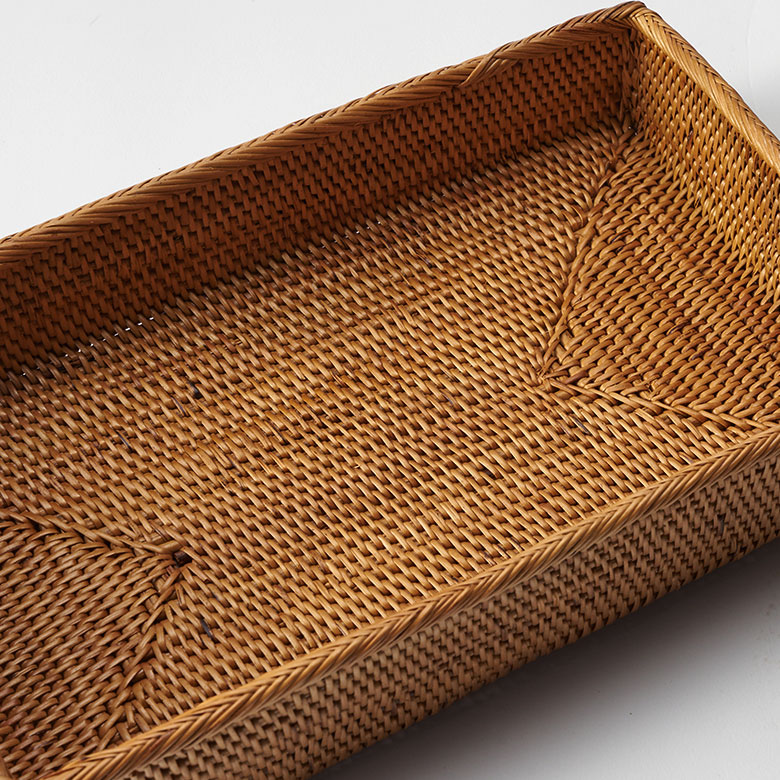 楽天市場】アタで編まれた四角い 収納トレイ Eタイプ トレー