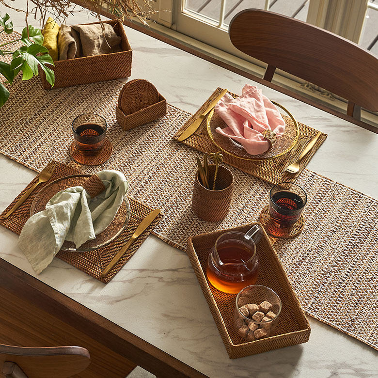 楽天市場】アタで編まれた四角い アジアン ランチョンマット バリ島産