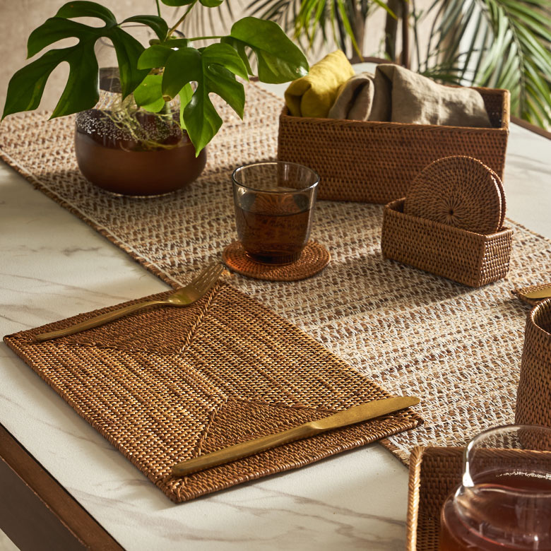 楽天市場】アタで編まれた四角い アジアン ランチョンマット バリ島産