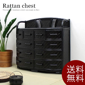 楽天市場】ラタンローチェスト4段 ダークブラウン チェスト 棚