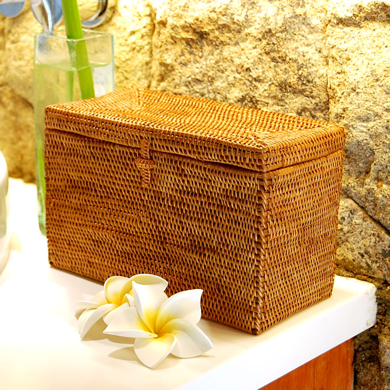 楽天市場】アタで編まれたフタ付き小物入れケース 長方形タイプ 小物