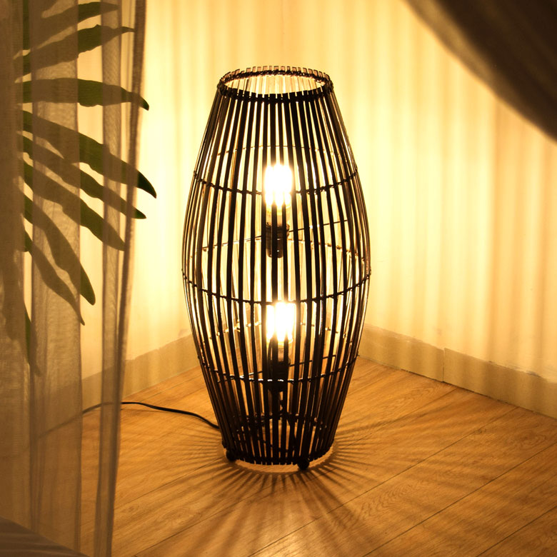 楽天市場】フロアライト コクーンタイプ Mサイズ バンブー製 LED 対応