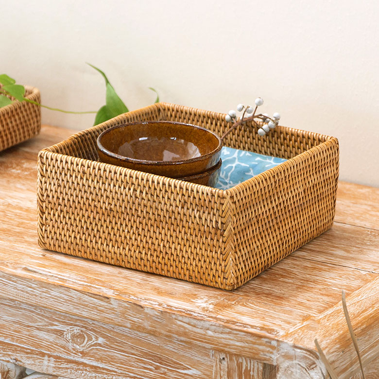 宝箱 ラタン 収納箱 アンティーク 昭和レトロ ボックス 茶色 籐 宝箱