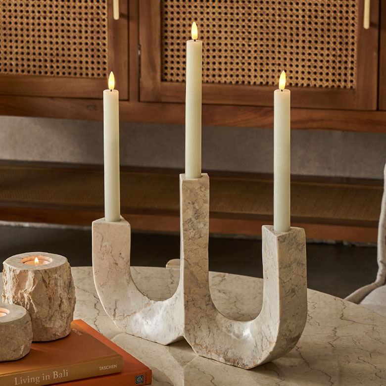 楽天市場】キャンドルスタンド 大理石 3本立て キャンドルホルダー