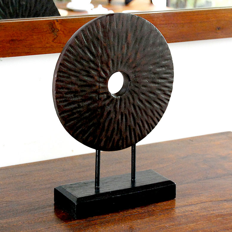 楽天市場】木彫りの アジアン オブジェ プリミティブディスク バリ