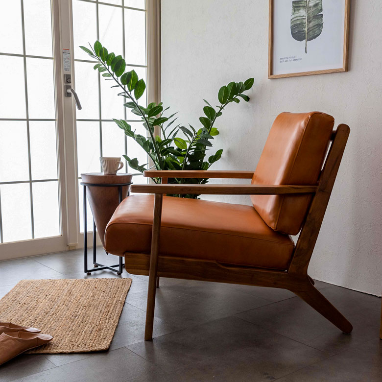 楽天市場】ソファ 1人掛け 本革 木 幅 69cm キャメル ブラウン レザー