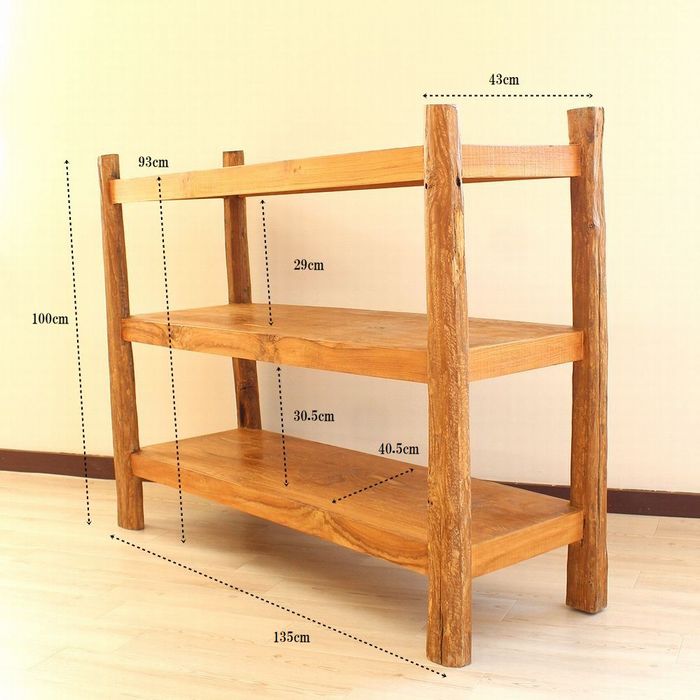 楽天市場】チーク家具 古材 古木 木製ラック 無垢 シェルフ