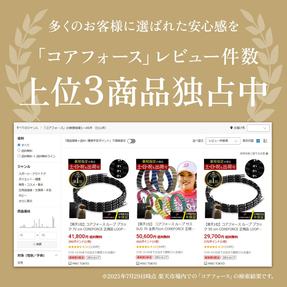 楽天市場】【正規販売店】コアフォース ループ ブラック 70 cm