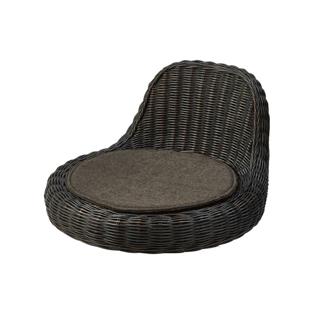 ヴェノムV様 ラタン製パパ椅子 黒色クッション付き アジアン ヴェノムV