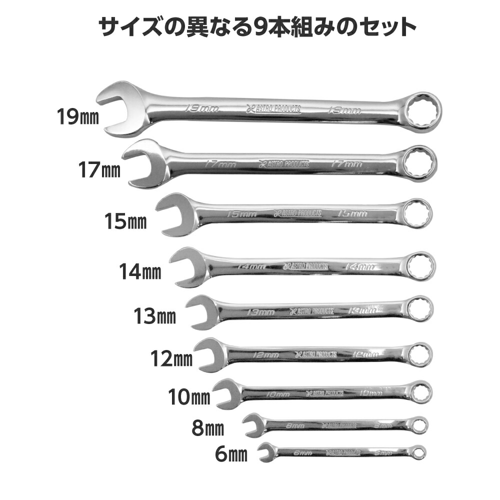 楽天市場】コンビネーションレンチセット ミリ (9本組) | コンビレンチ