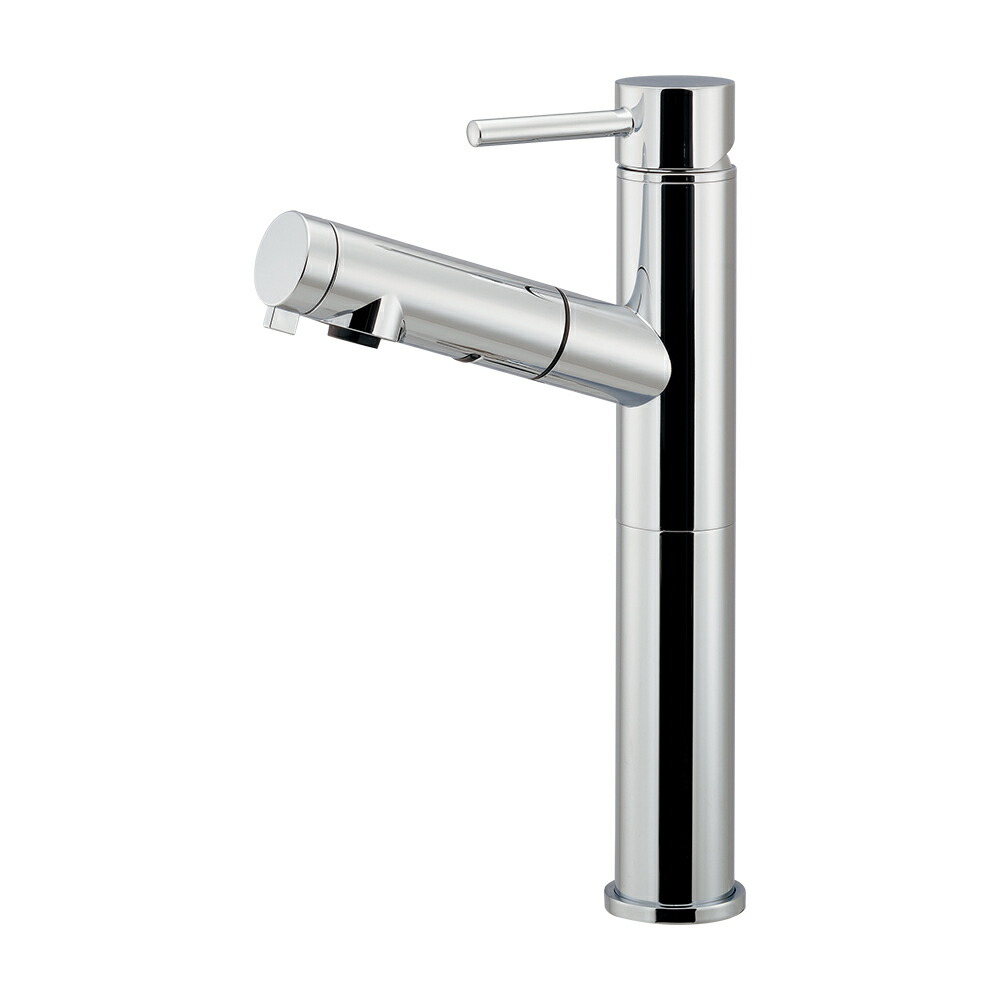 カクダイ シングルレバー引出し混合栓(トール) 184-030B-CH (水栓金具