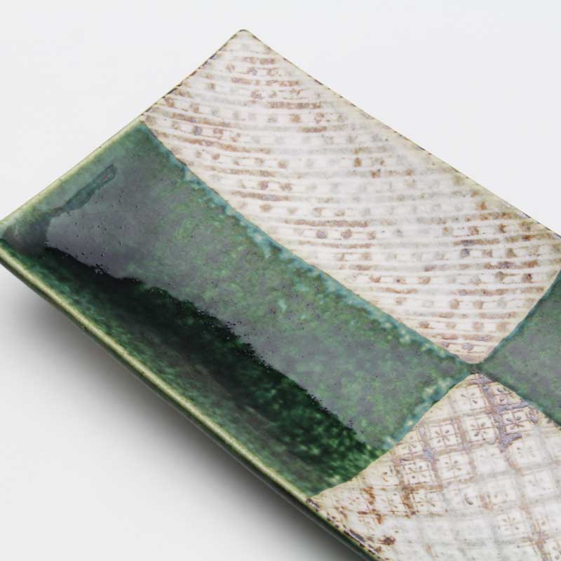 楽天市場】織部小紋 長角皿 27×12cm 和食器 食器 角皿 焼物皿 プレート