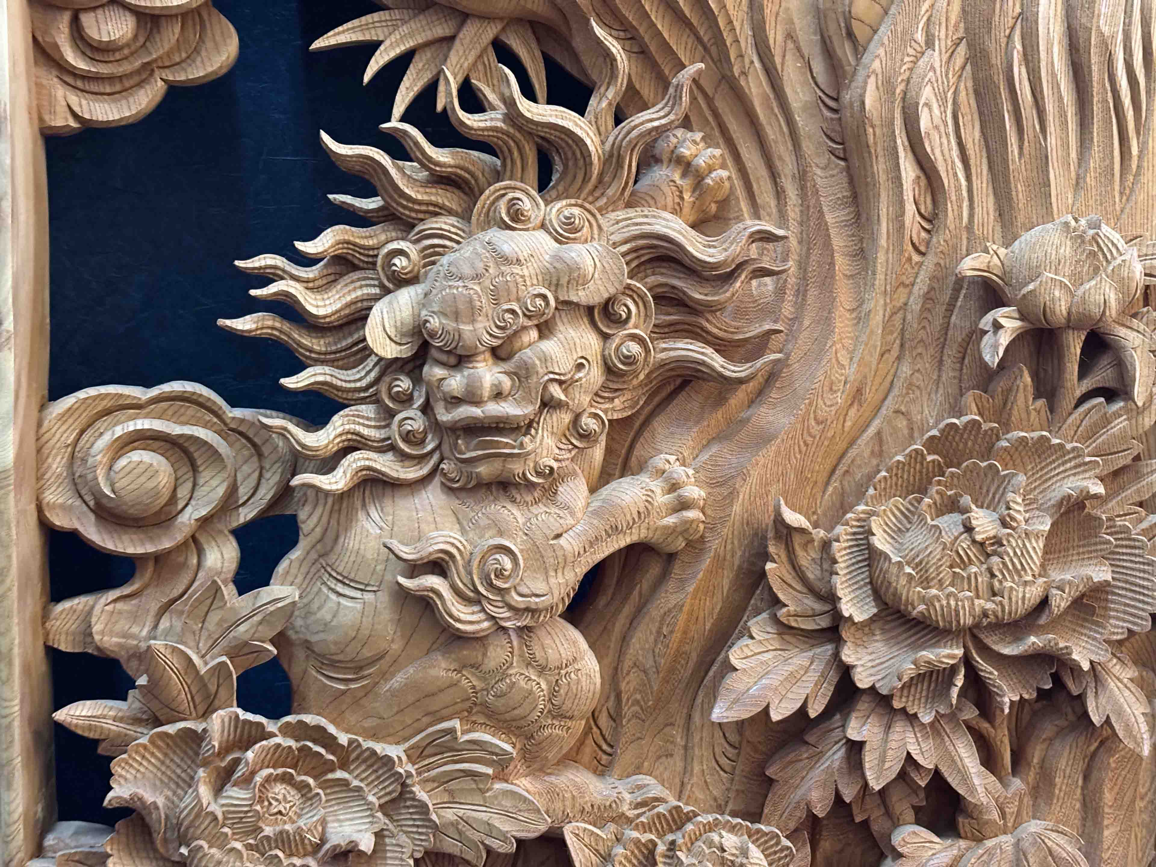 楽天市場】【大迫力の彫刻】唐獅子牡丹 彫刻 : 木美堂