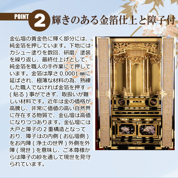 楽天市場】【ポイント2倍】金仏壇 直置型 18号 RA100249 金箔製 お西用