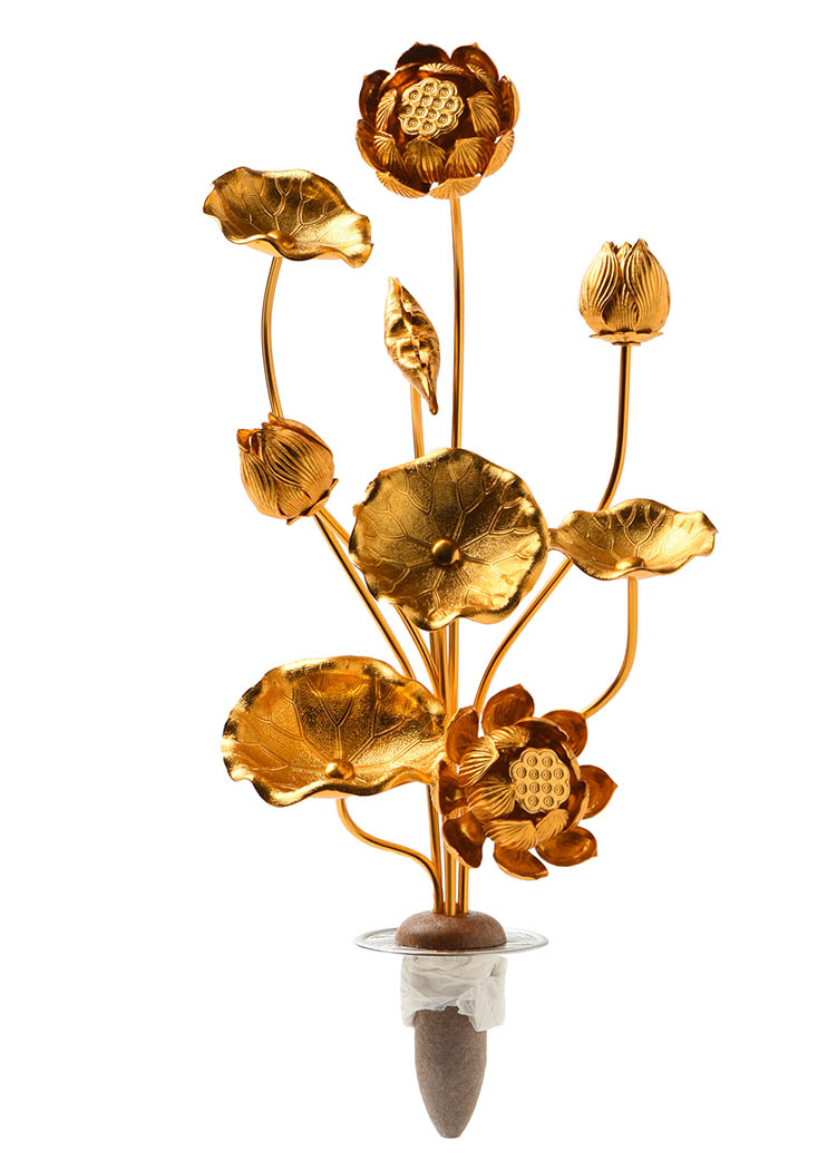 楽天市場】常花 蓮花 仏具 蓮の花 金色 アルミ製 8号9本立（1対入