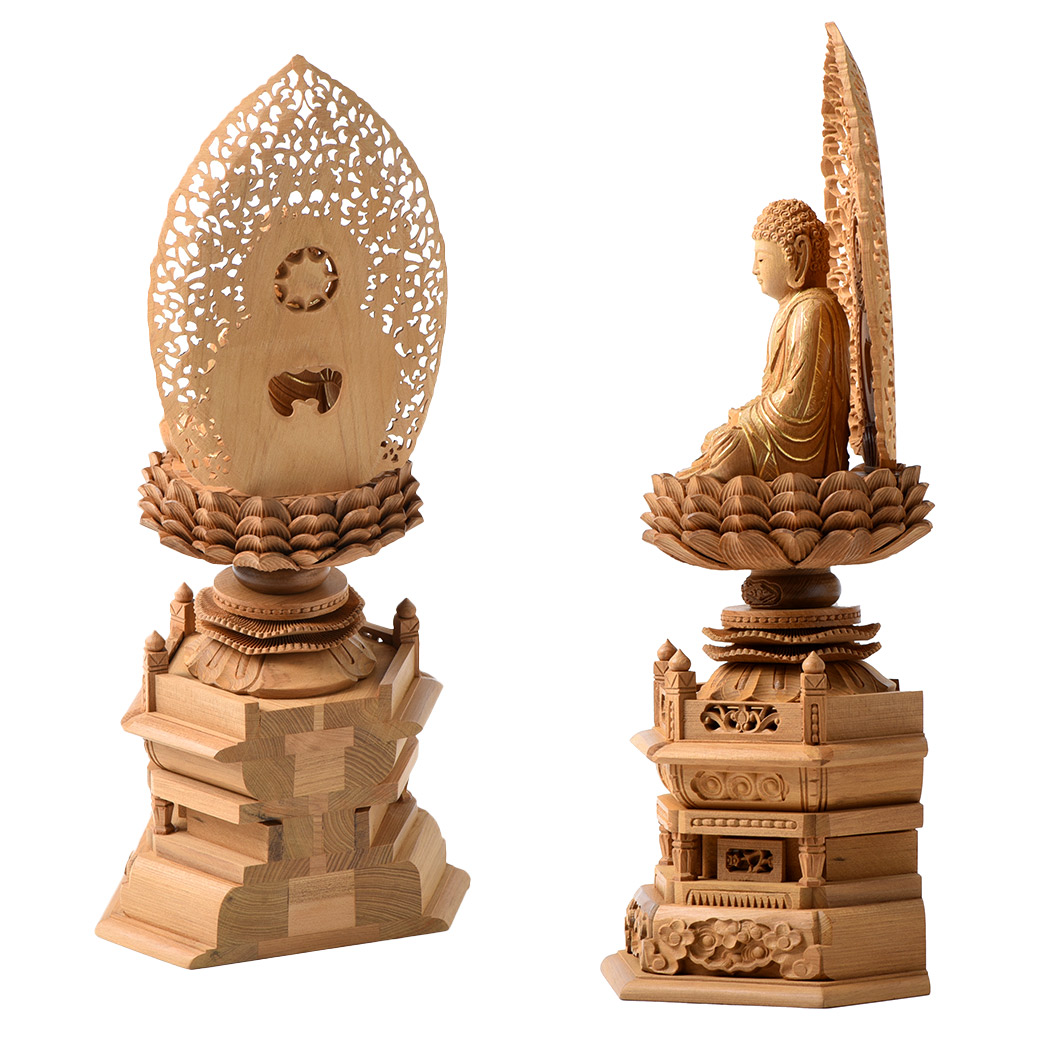 楽天市場】仏像 御本尊 総楠 くす材 （香木）六角台座 2.0号 2寸 座像