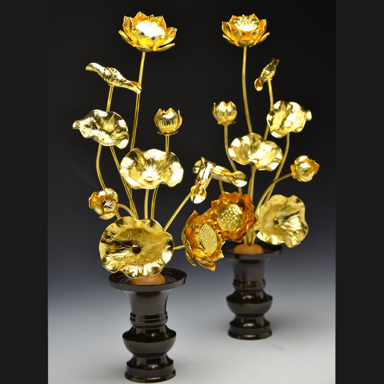 楽天市場】小常花 【真鍮製】 金色 7号9本立 （1対）（ 花立 別売） 常