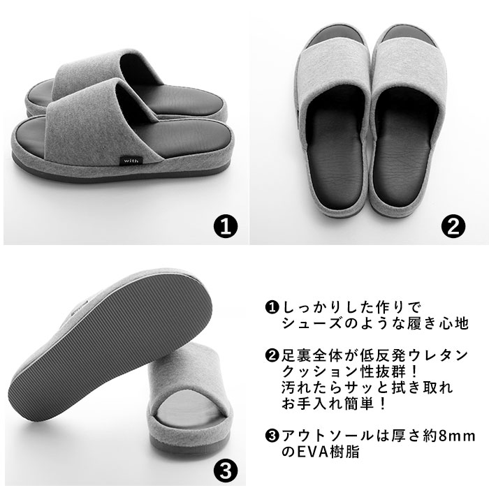 楽天市場】スリッパ 低反発 通販 低反発スリッパ with ウィズ 足の裏に