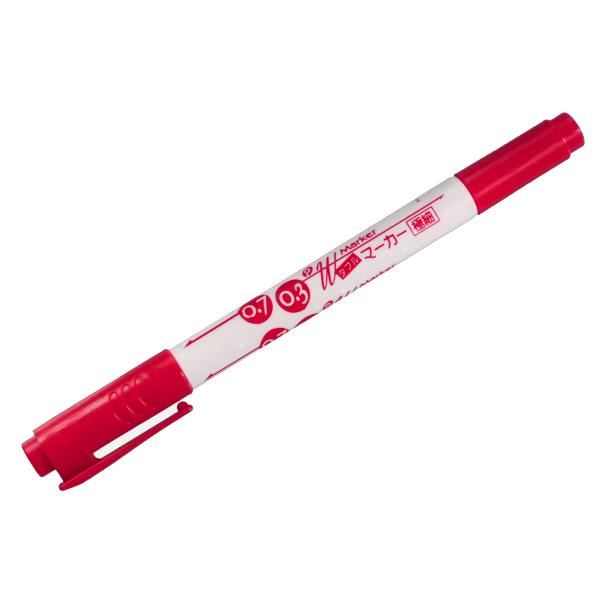 楽天市場】極細ダブル油性マーカー 0.3mm/0.7mm 赤 (100円ショップ 100