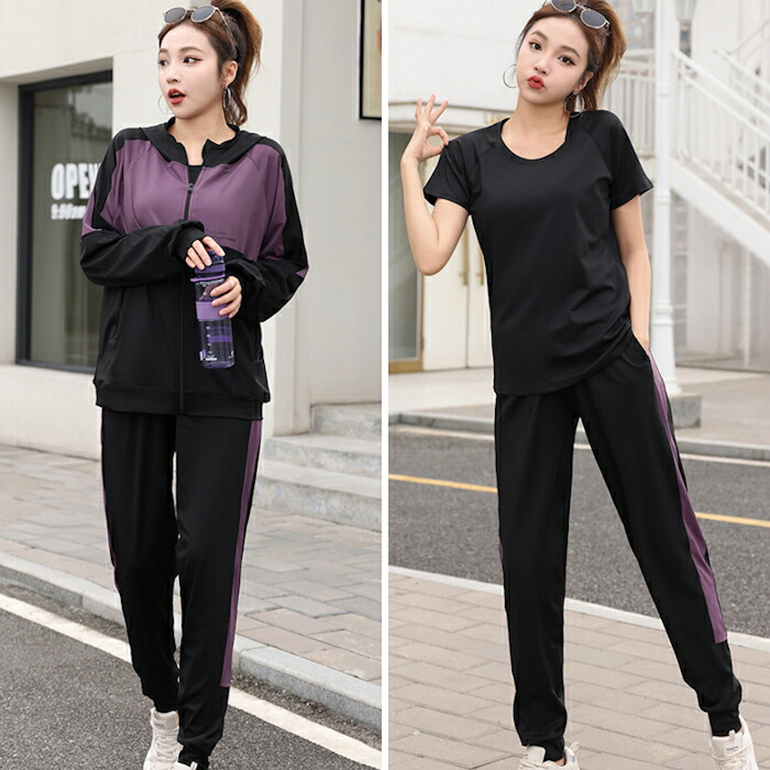 楽天市場】スポーツウェア レディース 上下セット 3点セット