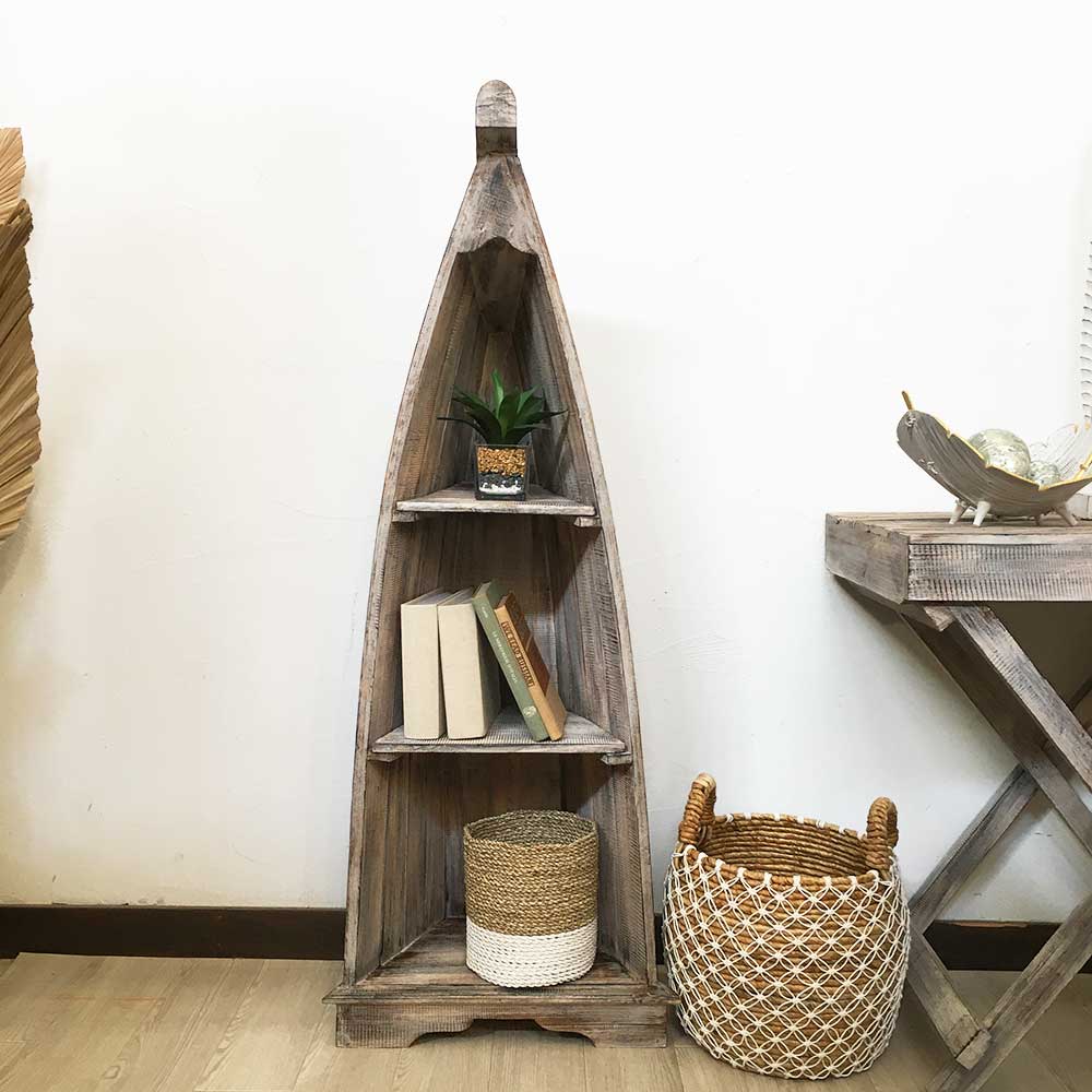 楽天市場】オープンラック 棚 3段 木製 ボートラック 船型 棚 3段