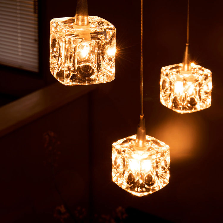 楽天市場】ペンダントライト 3灯 ガラスキューブ ハロゲン nc-45017