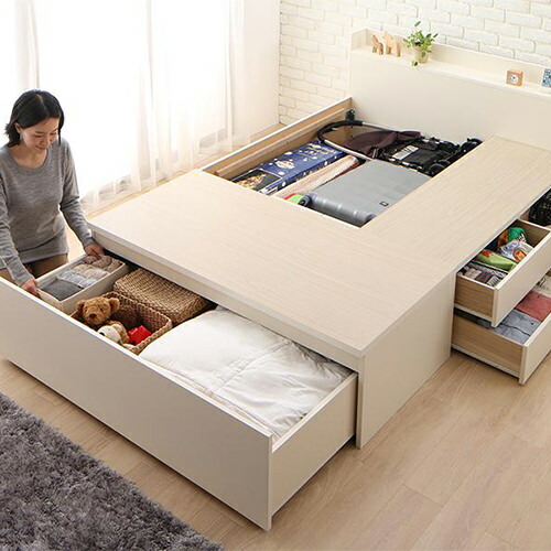 楽天市場】ダブル ベッド おすすめ 引き出し 収納 ベット ダブルベッド