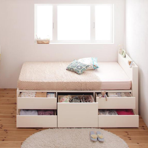 楽天市場】セミシングルベッド ショート かわいい 引き出し ベット