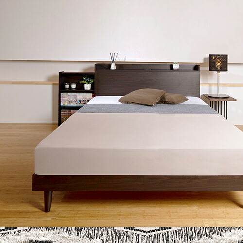 楽天市場】本棚付すのこベッド ダークブラウン セミダブルサイズ