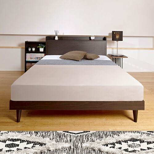 楽天市場】本棚付すのこベッド ダークブラウン セミシングルサイズ