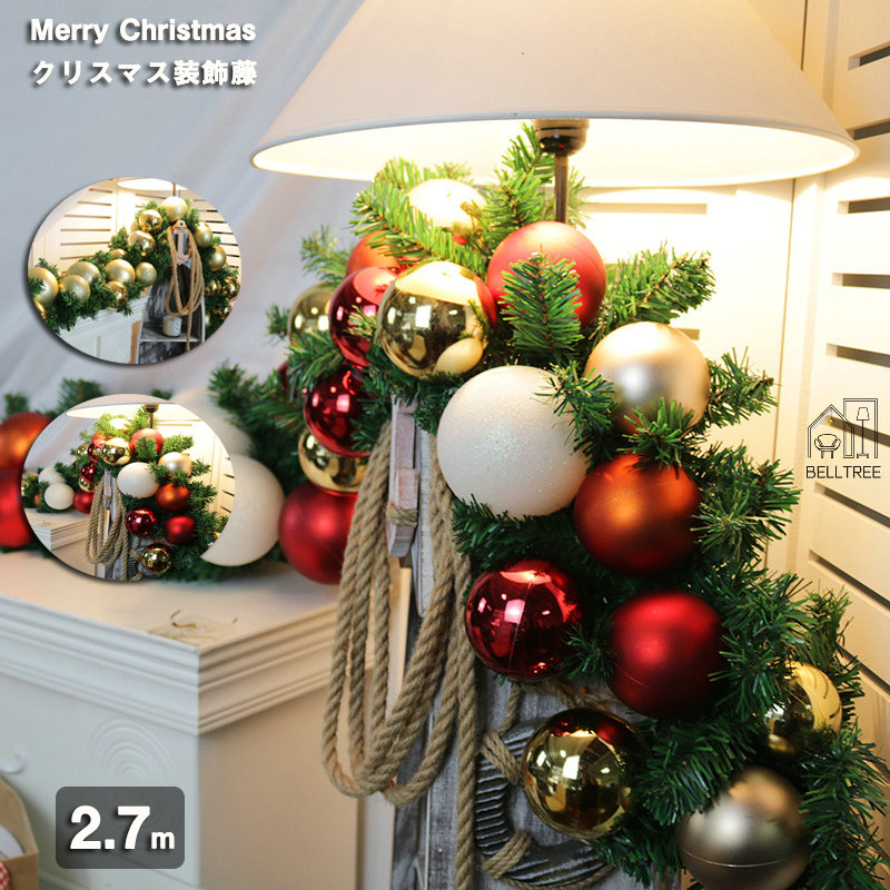 楽天市場】デラックスクリスマスリース 藤 2.7m 玄関ドアにオシャレな