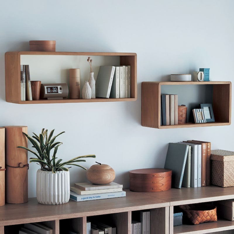 楽天市場】[SNSで話題] ピンで簡単設置 壁掛け ウォールシェルフ | 幅