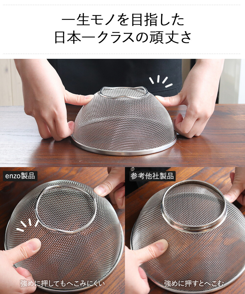 楽天市場】燕三条 ステンレス ざる ボール セット 18cm enzo 日本製