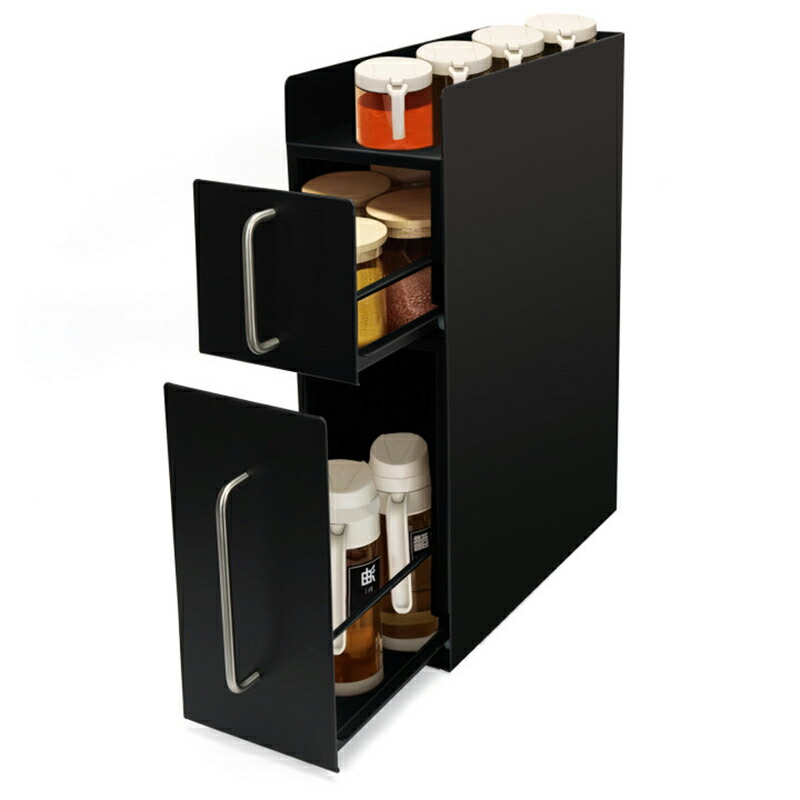 楽天市場】隠せる調味料ラック 2段 【雑誌掲載】引き出し式 スリム設計