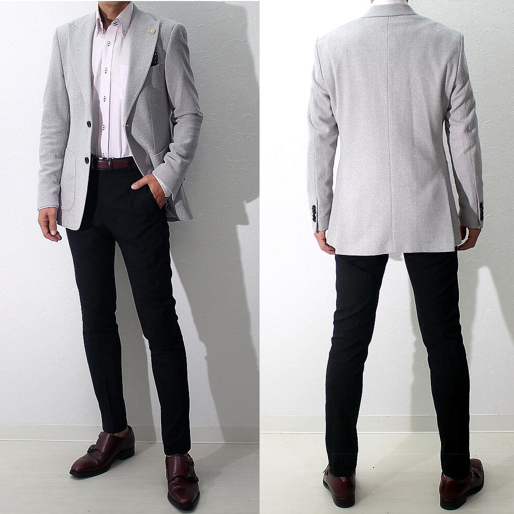 楽天市場】テーラードジャケット メンズ ブレザー ライトグレー 秋/冬