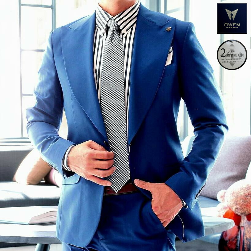 楽天市場】テーラードジャケット ワイドラペル ブレザー メンズ 青