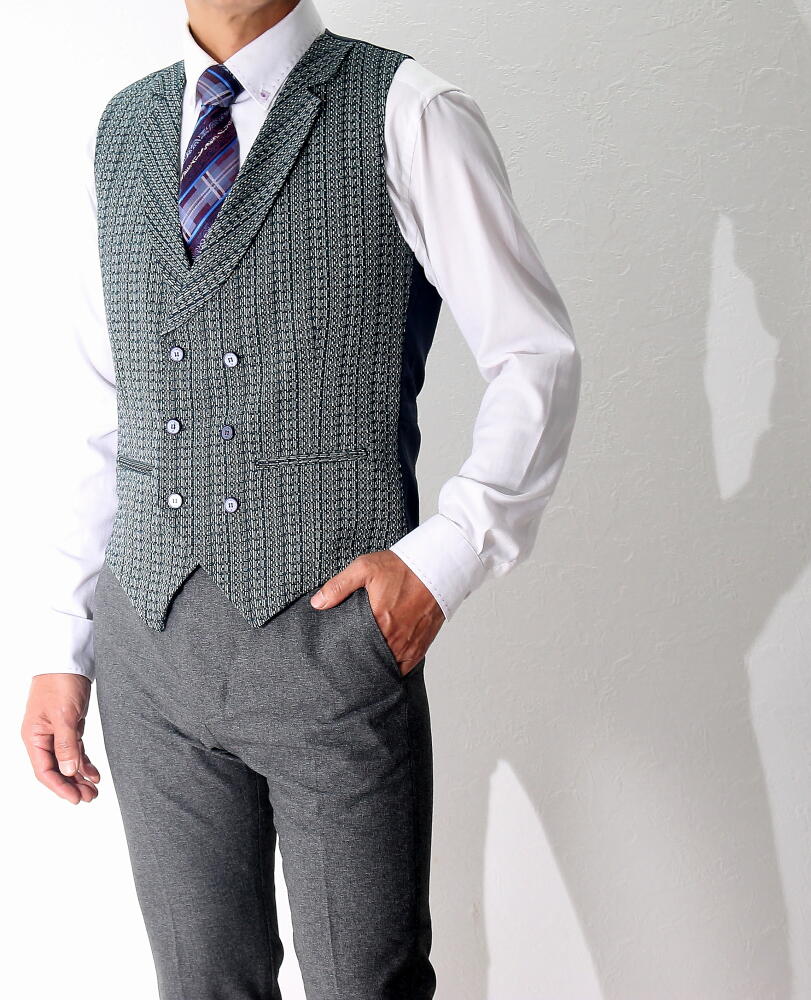 楽天市場】ジレ 前開き ベスト 襟付き ダブルブレスト メンズ タイト