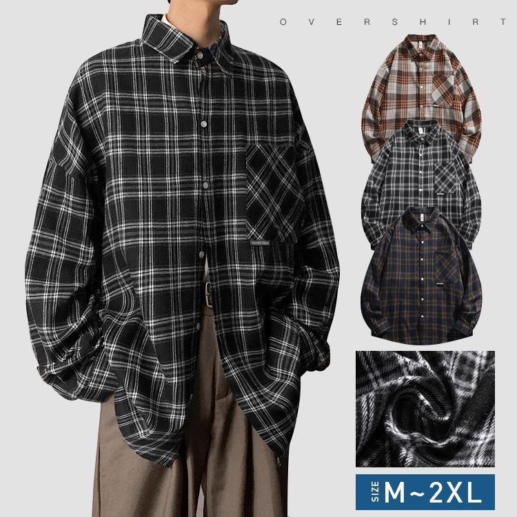 楽天市場】チェック柄 長袖シャツ オーバーシャツ メンズ レディース