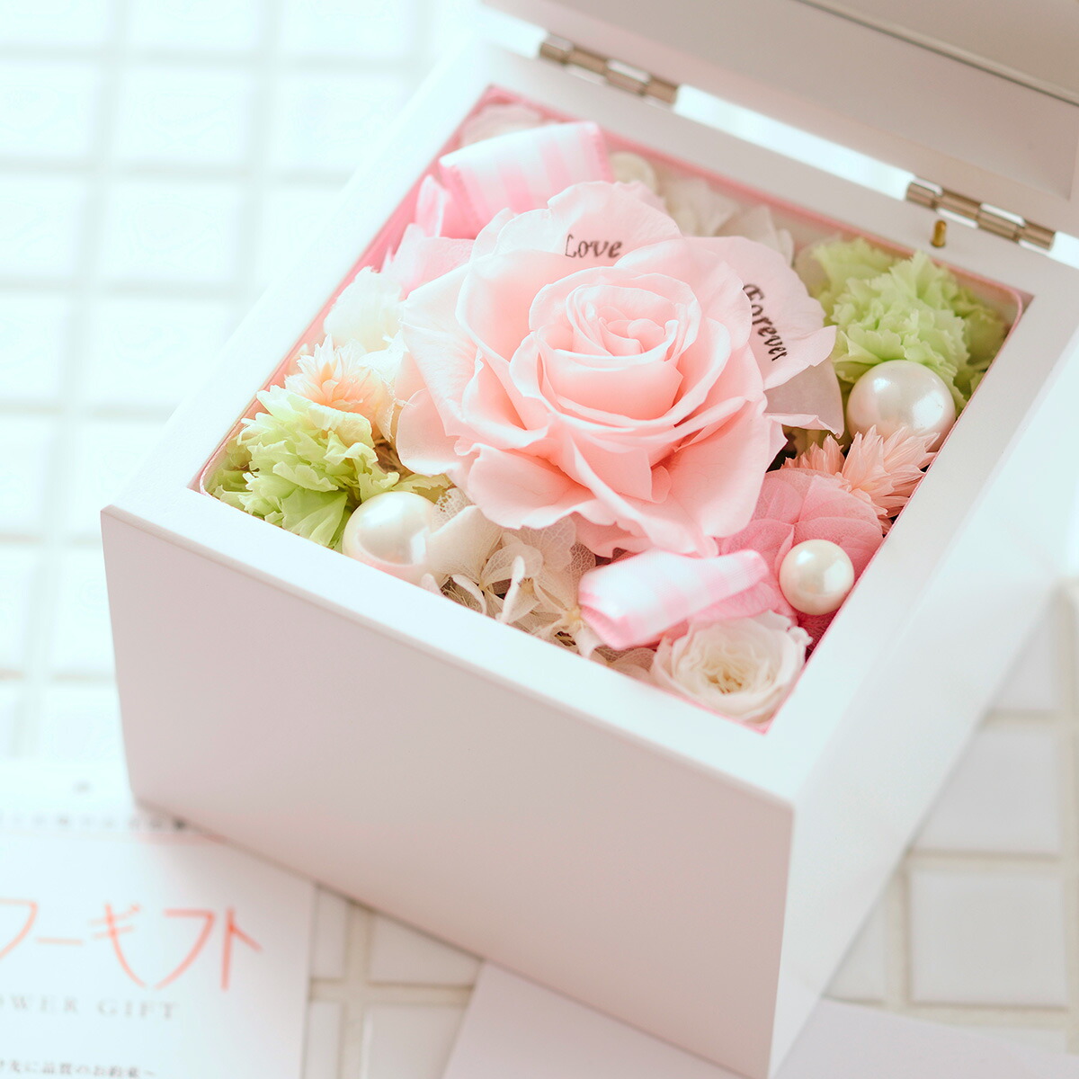 楽天市場】【送料無料】メッセージフラワー 高級オルゴールBOX（ピンク